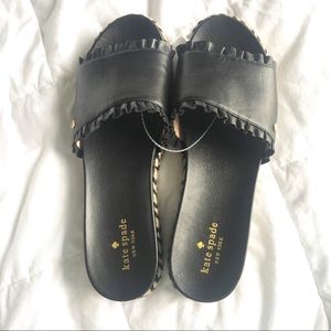 Kate Spade Zahara black leather espadrille sandals